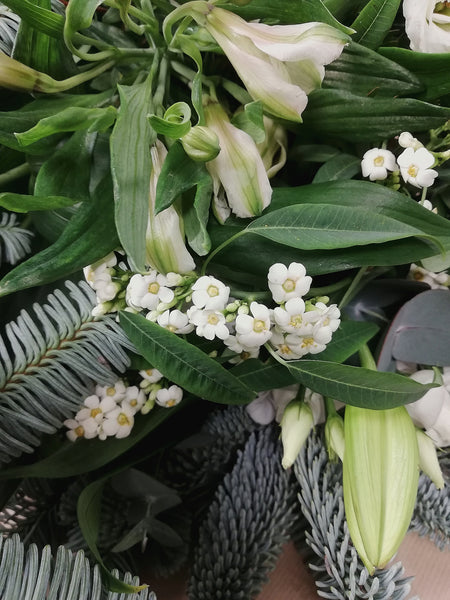 FRESH SEASONAL WHITES HAND TIED FLOWERS